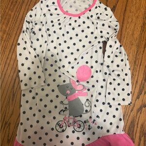 Polka Dot Kids Pajamas Nightgown with Pink Accents
